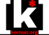 Logotipo de Komun.org pequeño que muestra una K con una estrella roja y las palabras komun se escribe con K